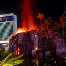 Artificial volcano eruption on the strip